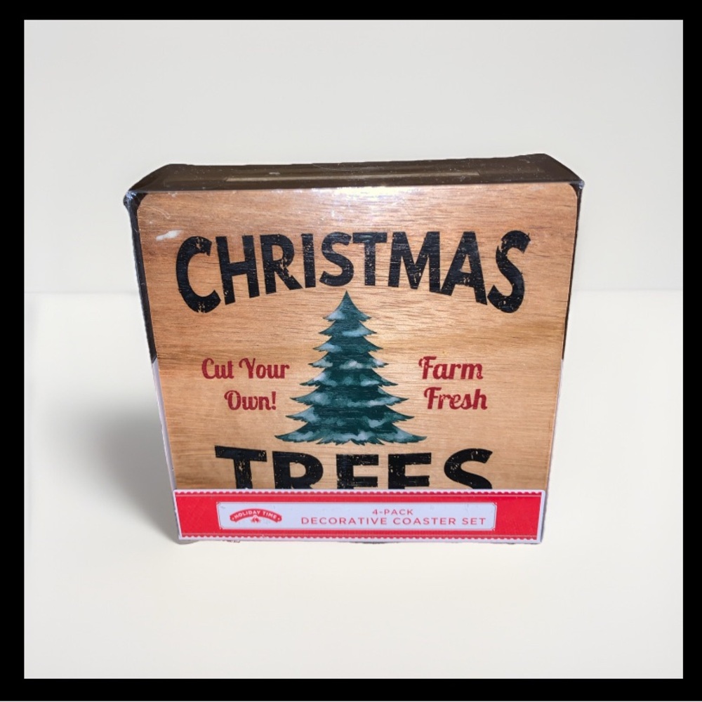 Holiday Time Christmas Tree Coaster Set - 4.25” x 4/25”